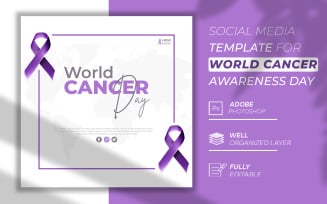 World Cancer Day 3d Minimal Social Media Post