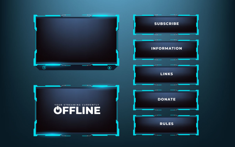 Gaming overlay frame template design Vector Graphic