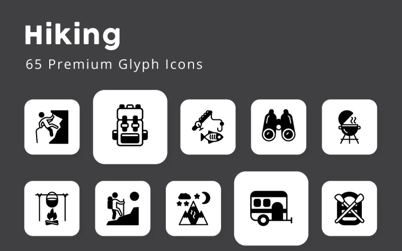 Hiking Premium Glyph Icons Icon Set