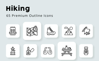 Hiking Premium Outline Icons
