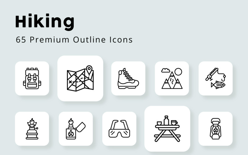 Hiking Premium Outline Icons Icon Set