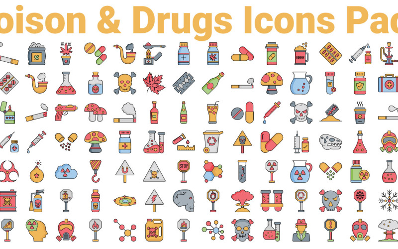 Poison & Drugs Icons Pack | AI | EPS | SVG Icon Set
