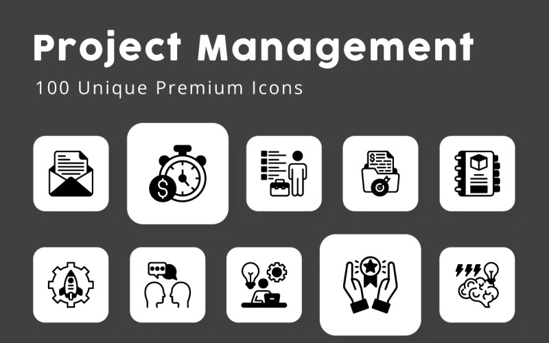 Project Management Unique Glyph Icons Icon Set