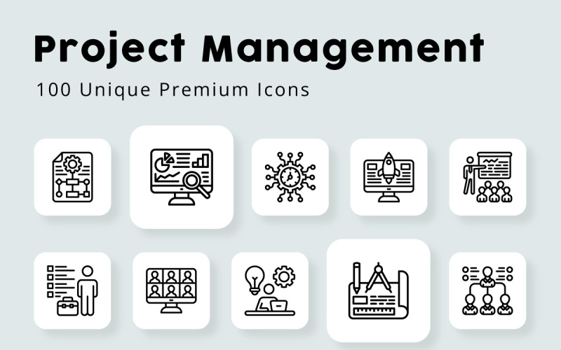 Project Management Unique Outline Icons Icon Set