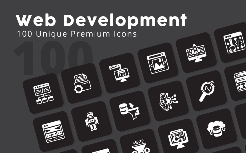 Web Development Unique Glyph Icons Icon Set