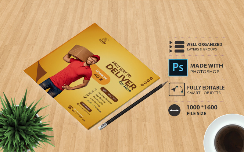 Courier Company Flyer Template - Shipping Corporate Identity