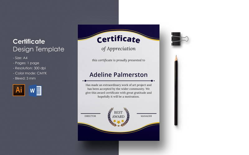 Minimal Certificate of Appreciation Printable Template Certificate Template