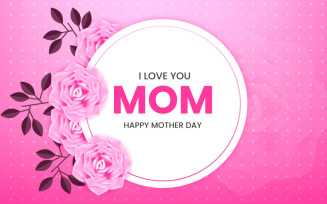Mothers day greeting card design pink background with floral idea