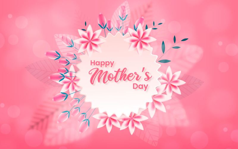 Mothers day greeting card design with floral design Illustration