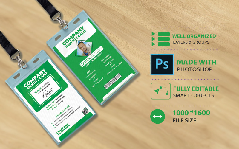 Green-Vertical Office ID Card Corporate Identity