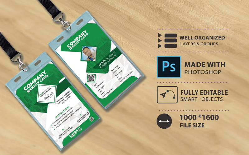 ID Card template - For Companies And Businesses - Green Corporate Identity
