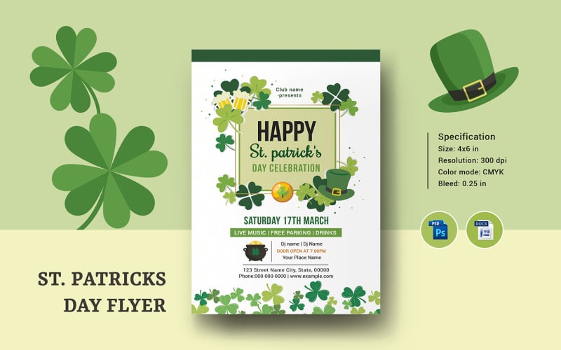 Printable Saint Patrick’s Day Invitation Flyer Corporate Identity