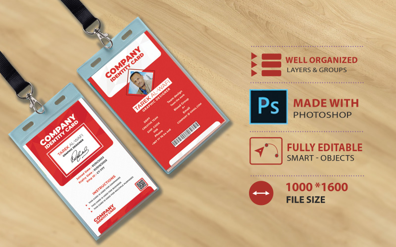Red-Vertical Office ID Card Corporate Identity