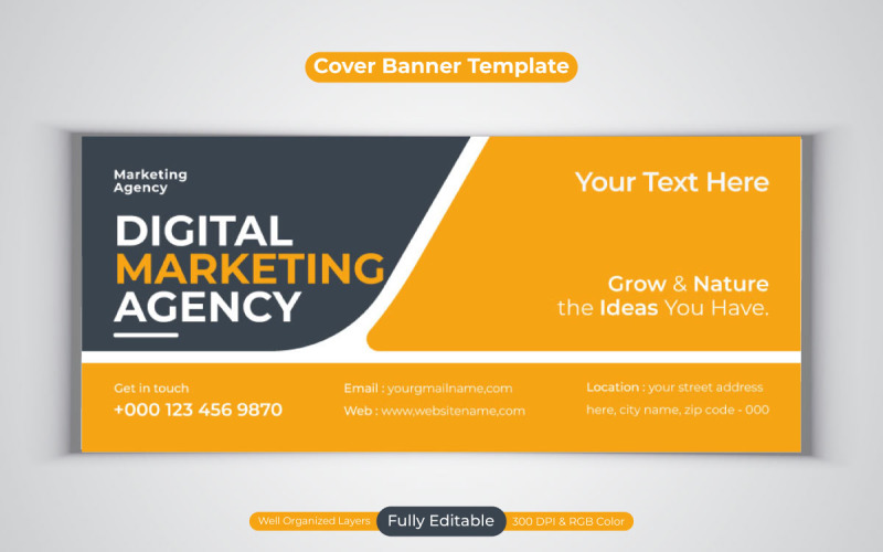 Digital Marketing Agency Facebook Cover Business Banner Design Vector Template Social Media