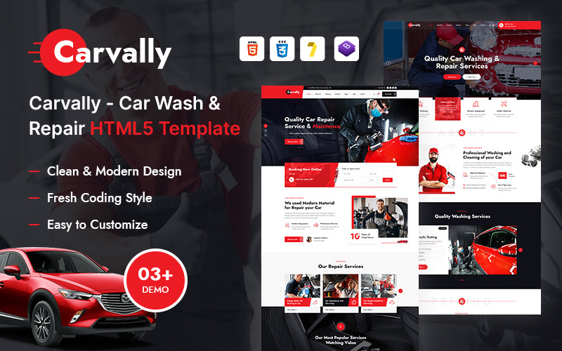 Carvally - Car Wash & Repair HTML5 Template Website Template