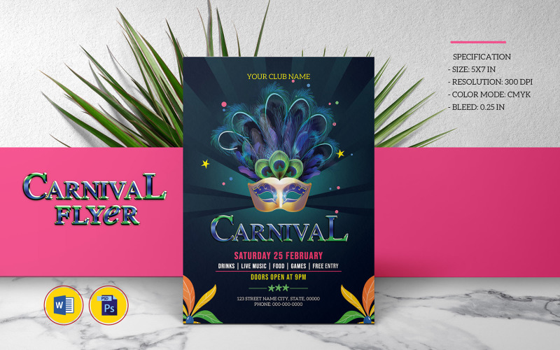Carnival Party Flyer Printable template Corporate Identity