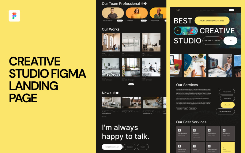 Creative Studio Figma Landing Page UI Element