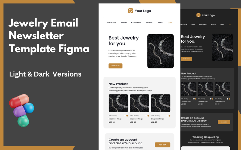 FREE - Jewelry Newsletter Template - Figma UI Design UI Element
