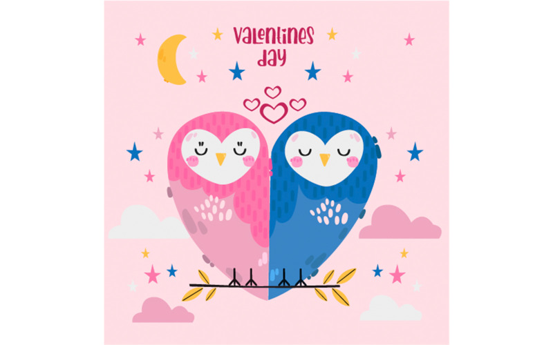 Hand Drawn Valentine's Day Animal Couple Illustration