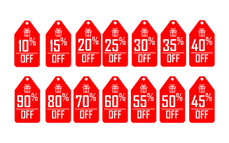Set of Discount Icons With Different Percentages