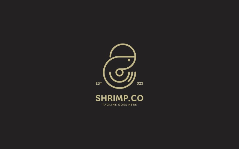 Shrimp Line Art Logo Design Logo Template