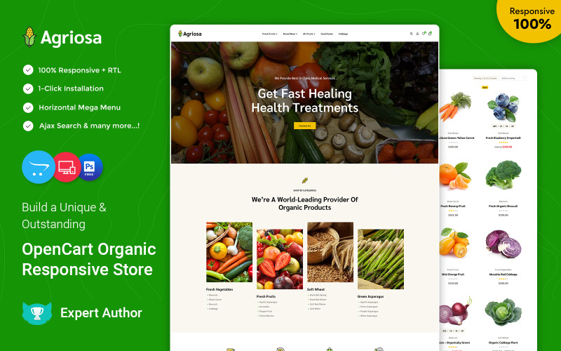 Agriosa - Vegetables, Fruits, and Grocery OpenCart Theme OpenCart Template