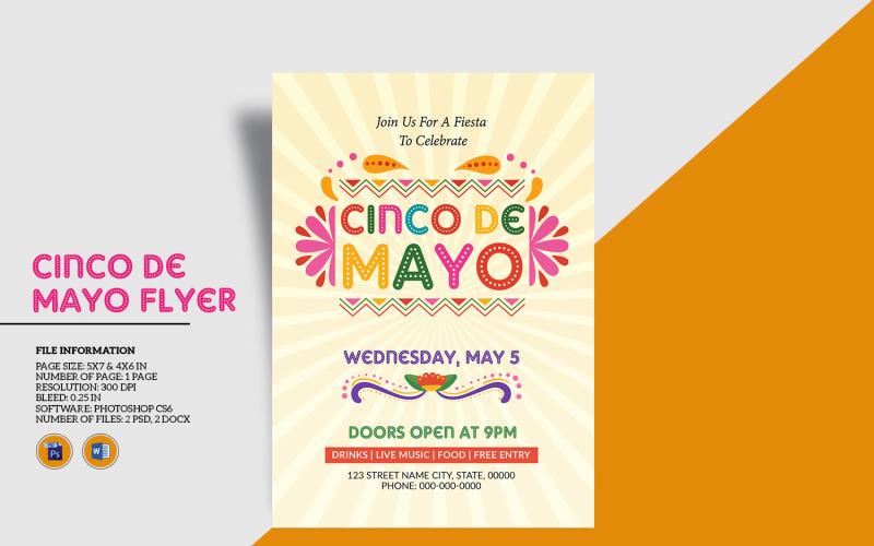 Cinco De Mayo Party Invitation Flyer Corporate Identity