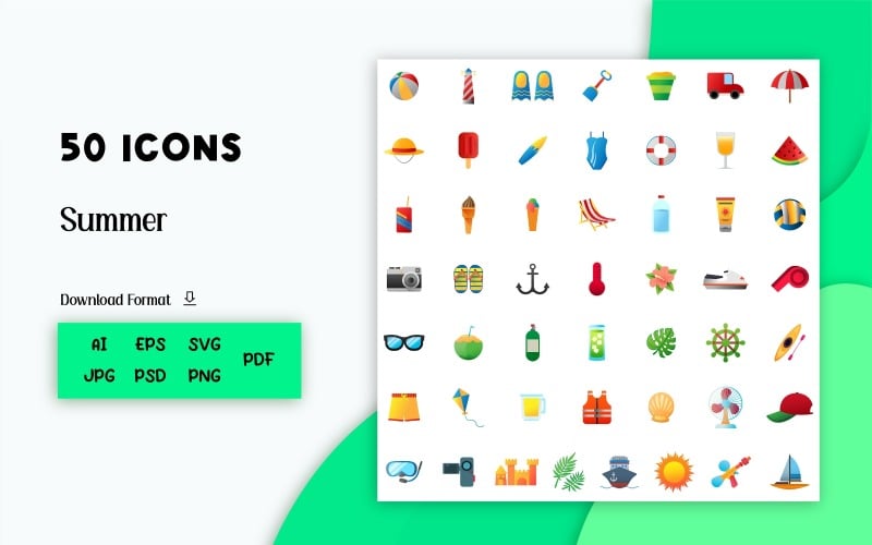 Icon Pack: 50 Summer Icons Icon Set
