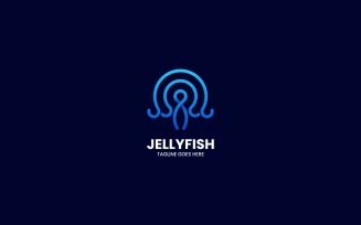 Jellyfish Line Art Logo Design