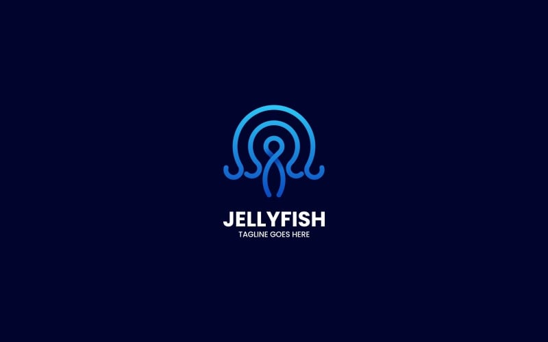 Jellyfish Line Art Logo Design Logo Template