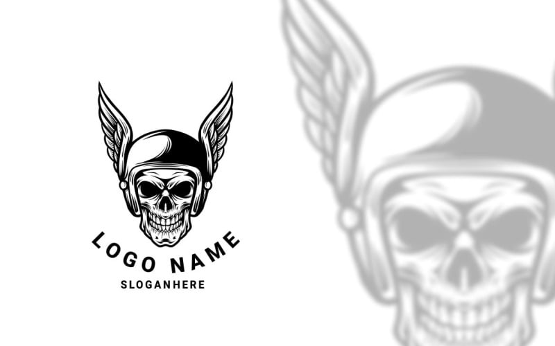 Monochrome Rider Skull Graohic Logo Design Logo Template