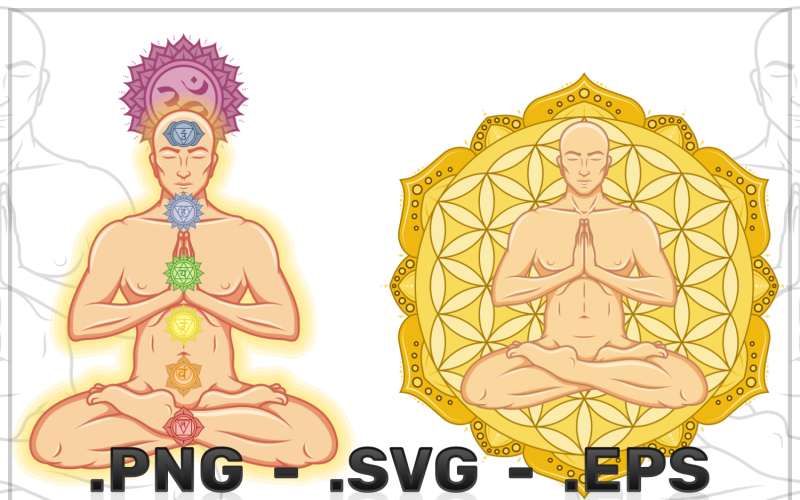 Vector Design Man Meditating With Flowers Vector Graphic
