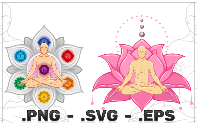 Vector Design Of Man Meditating With Lotus Flower Vector Graphic