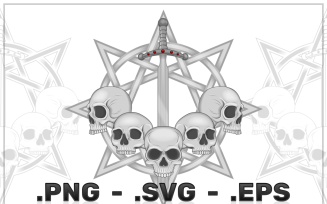 Vector Design Of Skulls With Sword And Star