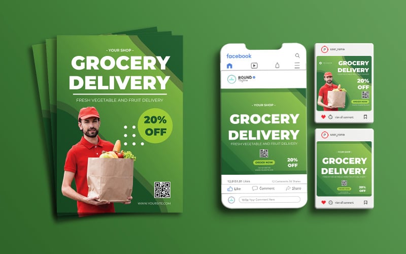 Grocery Delivery Bundle Template Corporate Identity