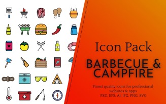 Icon Pack: Barbecue & Campfire (100 High Quality Icons)