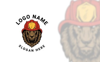 Lion Firefighter Graphic Logo Design
