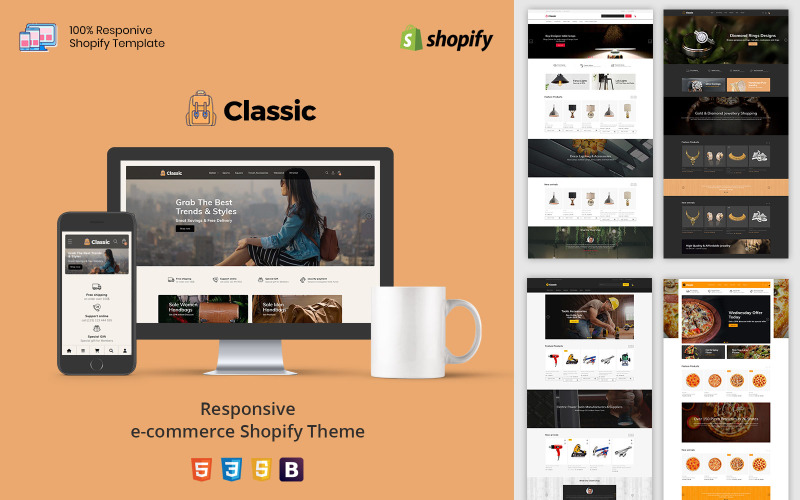 Classic Bag, Pizza Jewellery, Hand Tool, Home Light Shopify OS 2.0 Theme Shopify Theme