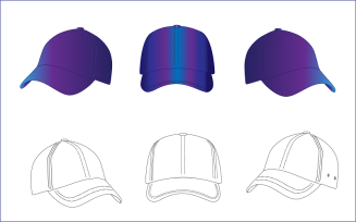 Purple Hat (cap) - Vector Template Mockup