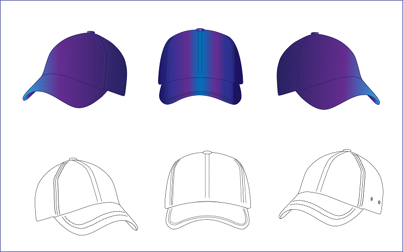 Purple Hat (cap) - Vector Template Mockup Vector Graphic