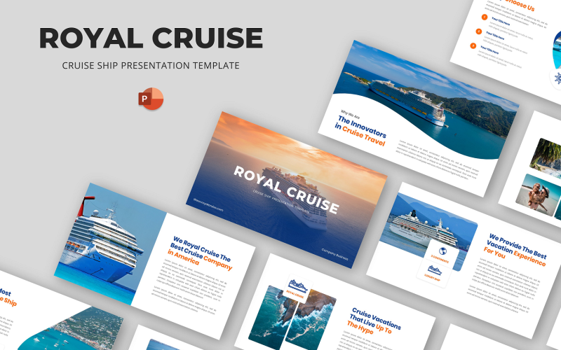 Royal Cruise - Cruise Ship Powerpoint Template PowerPoint Template