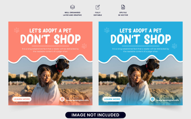 Animal shelter and pet food shop poster Social Media