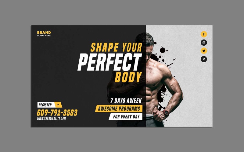 Free Fitness Sports Gym Web Banner Template Social Media