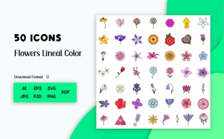 Icon Pack: Flower Color (50 High Quality Icons)