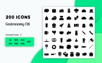 Icon Pack: Gastronomy Fill 200 for Free