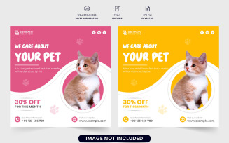 Pet care center social media post vector