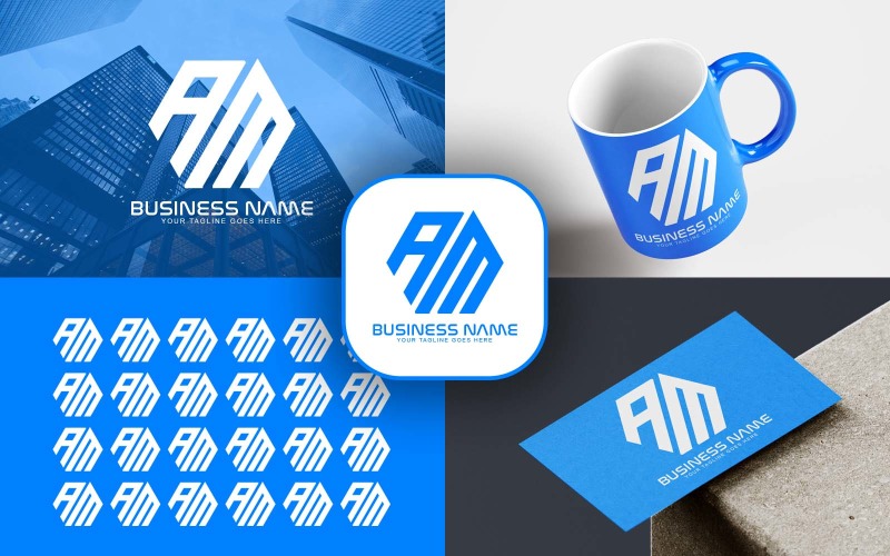 Professional AM Letter Logo Design For Your Business - Brand Identity Logo Template