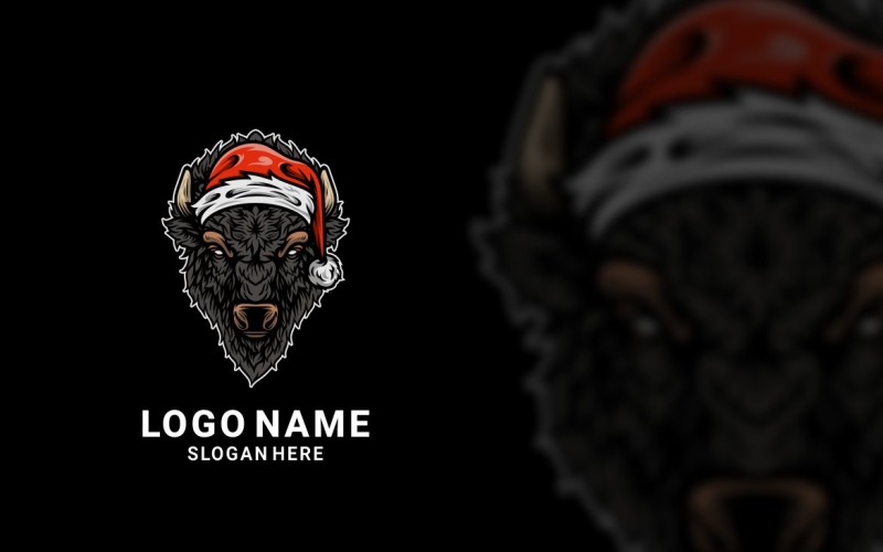 Santa Bison Graphic Logo Design Logo Template