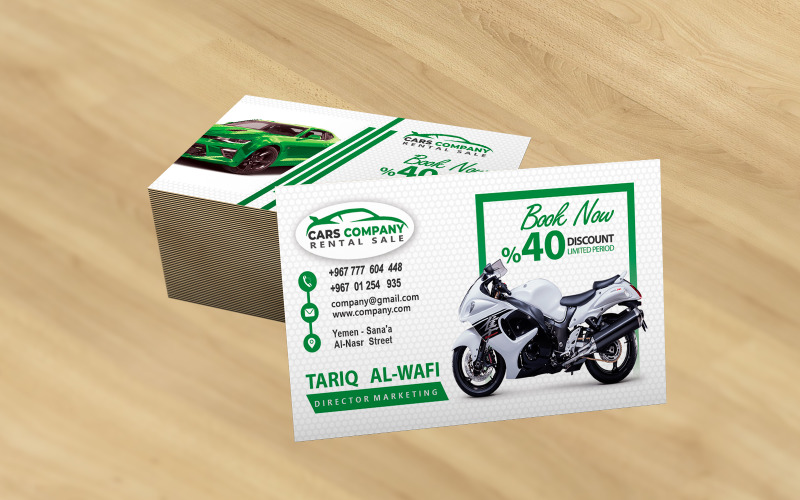 Auto Repair Business Card Template - Green Corporate Identity