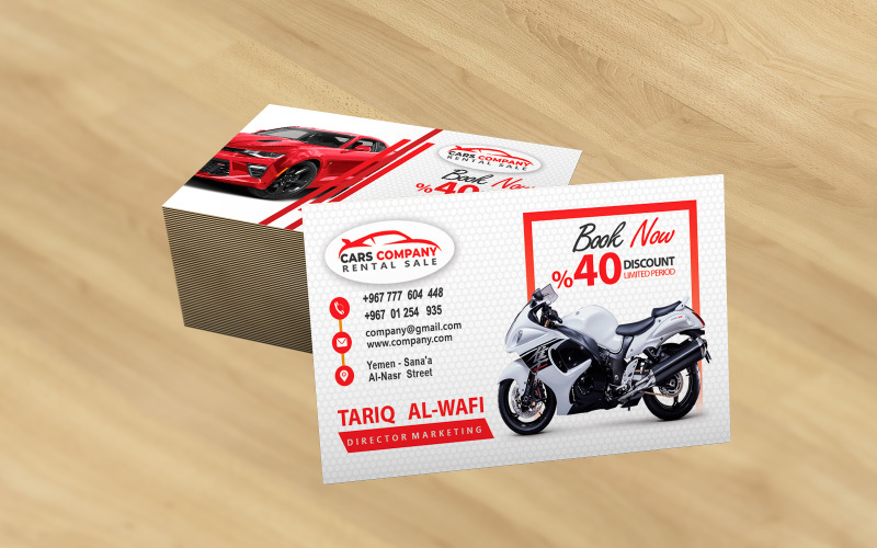 Auto Repair Business Card Template - Red Corporate Identity